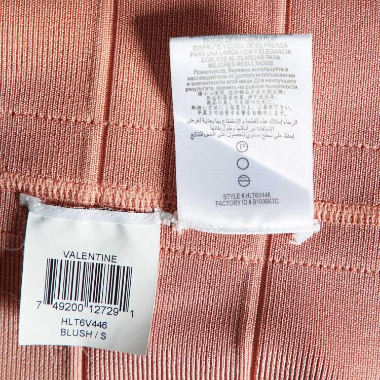 Pre Owned Herve Leger Blush Pink Knit Valentine Bandage Mini Dress S