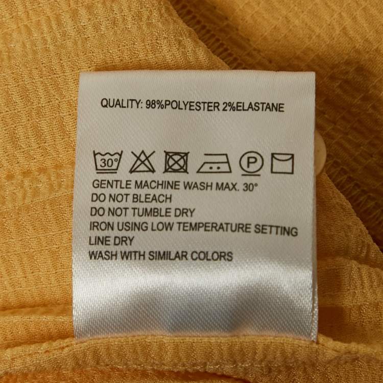 Pre Owned Hozweiler Tyranusaurus Light Yellow Crepe Pleated Button Front Maxi Dress S