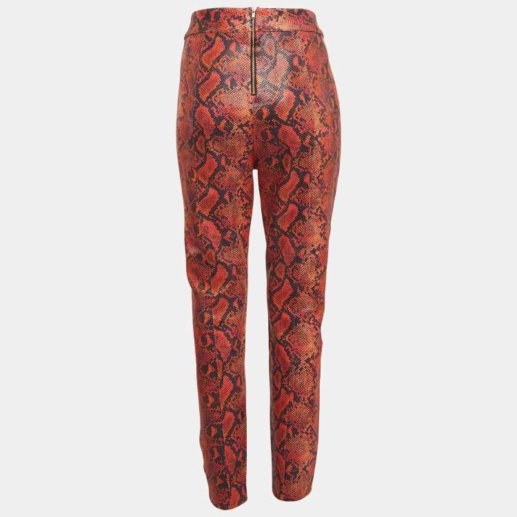 Pre Owned H:ours Orange Snakeskin Print Jersey Nara Pants L