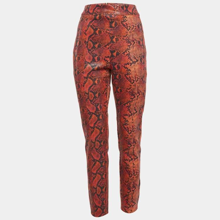 Pre Owned H:ours Orange Snakeskin Print Jersey Nara Pants L