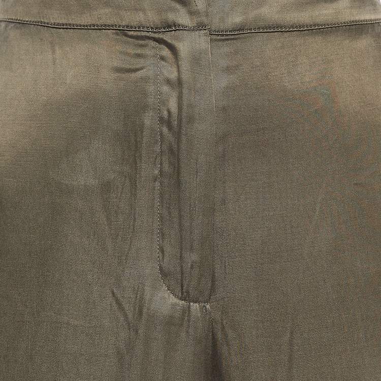 Pre Owned House Of Harlow 1960 X Revolve Green Satin Wide Leg Trousers M