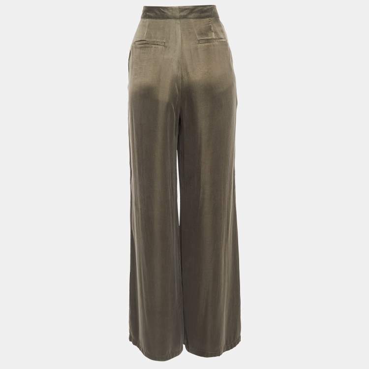 Pre Owned House Of Harlow 1960 X Revolve Green Satin Wide Leg Trousers M