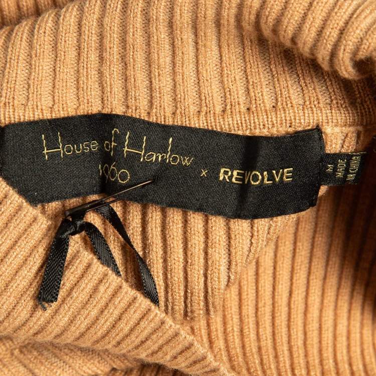 Pre Owned House of Harlow 1960 x Revolve Brown Rib Knit Turtleneck Bodycon Dress M
