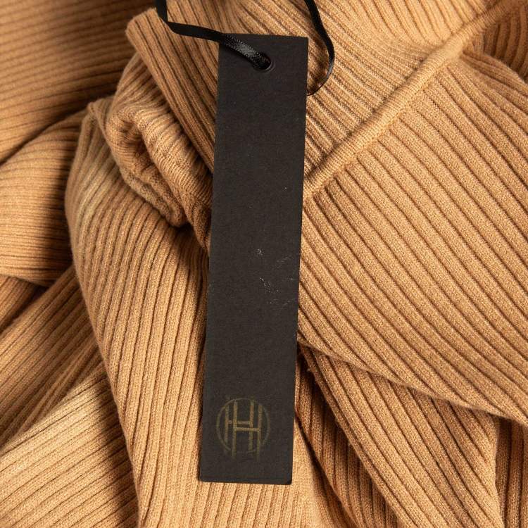 Pre Owned House of Harlow 1960 x Revolve Brown Rib Knit Turtleneck Bodycon Dress M