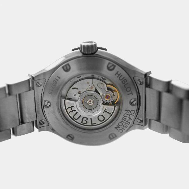 Pre Owned Hublot Navy Blue Titanium Classic Fusion 585.NX.7170.NX Automatic Women's Wristwatch 33 mm