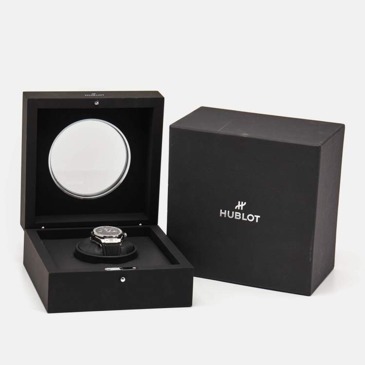 Pre Owned Hublot Black Stainless Steel Diamond Rubber Big Bang One Click 465.SX.1170.RX.1204 Women's Wristwatch 39 mm