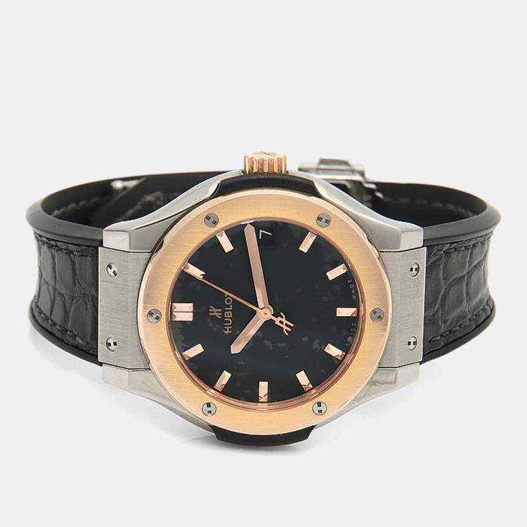 Pre Owned Hublot Classic Fusion Quartz 18k Rose Gold Titanium Women's Wristwatch 33 mm