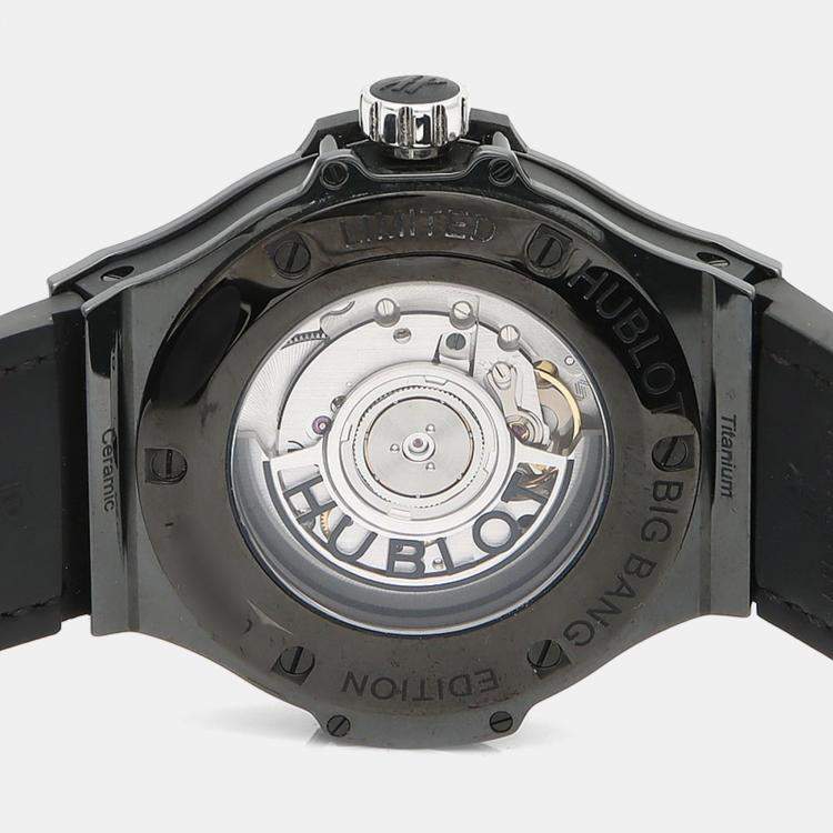 Pre Owned Hublot Big Bang Diamond Automatic Ceramic Titanium Men's Wristwatch 41 mm