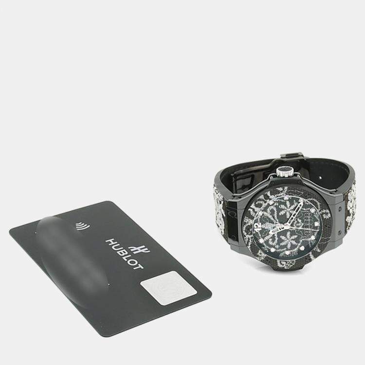 Pre Owned Hublot Big Bang Diamond Automatic Ceramic Titanium Men's Wristwatch 41 mm