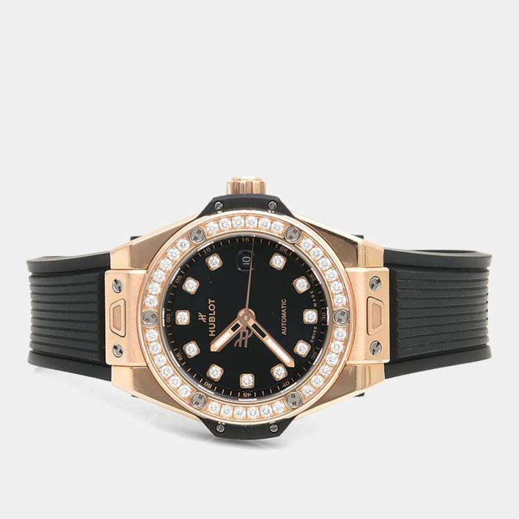 Pre Owned Hublot Big Bang Diamond Automatic Rose Gold Titanium Women's Wristwatch 33 mm