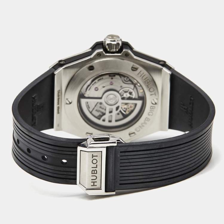 مملوكة مسبقًا Hublot Big Bang One Click 465.SX.1170.RX.1204 Black Dial Resin Stainless Steel Rubber Diamond Women's Wristwatch 39 mm