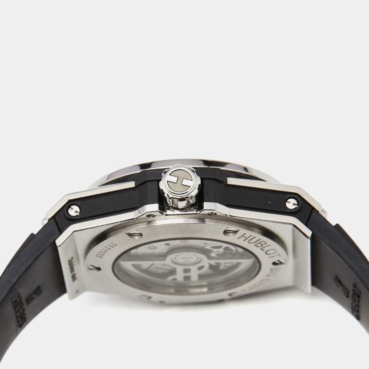 مملوكة مسبقًا Hublot Big Bang One Click 465.SX.1170.RX.1204 Black Dial Resin Stainless Steel Rubber Diamond Women's Wristwatch 39 mm