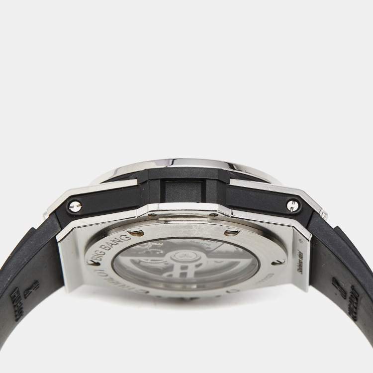 مملوكة مسبقًا Hublot Big Bang One Click 465.SX.1170.RX.1204 Black Dial Resin Stainless Steel Rubber Diamond Women's Wristwatch 39 mm