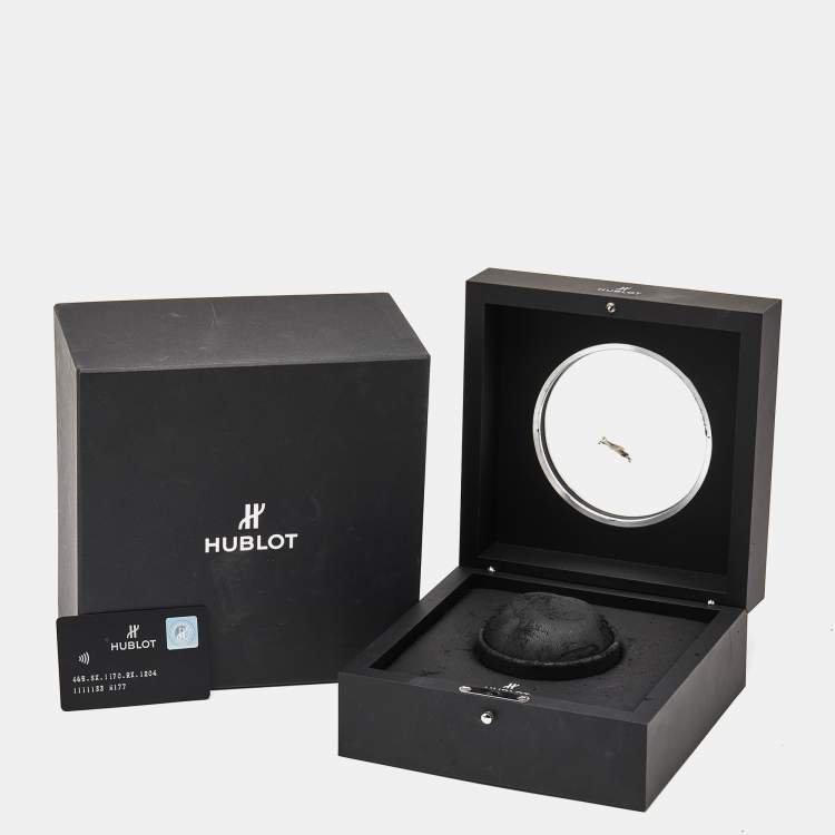 مملوكة مسبقًا Hublot Big Bang One Click 465.SX.1170.RX.1204 Black Dial Resin Stainless Steel Rubber Diamond Women's Wristwatch 39 mm