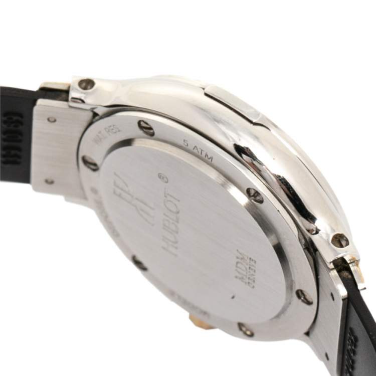 Pre Owned Hublot White 18K Yellow Gold & Stainless Steel MDM 1391.2 Women's Wristwatch 28 mm