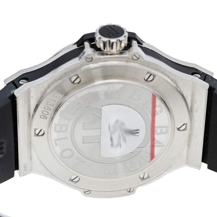 Pre Owned Hublot Black Stainless Steel Rubber Diamonds Big Bang 361.SX.1270.RX.1104 Women's Wristwatch 38 mm
