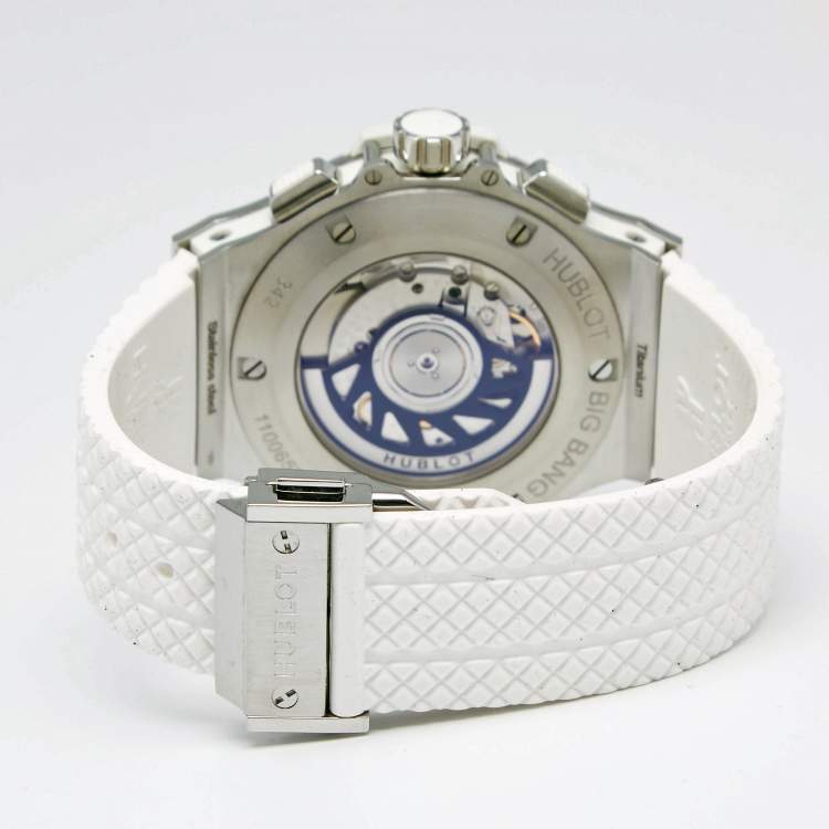 Pre Owned Hublot White Stainless Steel Diamond Rubber Big Bang 342.SE.230.RW.114 Women's Wristwatch 41 mm