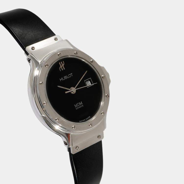 Pre Owned Hublot Black Stainless Steel Classic MDM 1391.1 Quartz Women's Wristwatch 28 mm