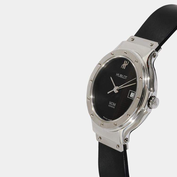 Pre Owned Hublot Black Stainless Steel Classic MDM 1391.1 Quartz Women's Wristwatch 28 mm
