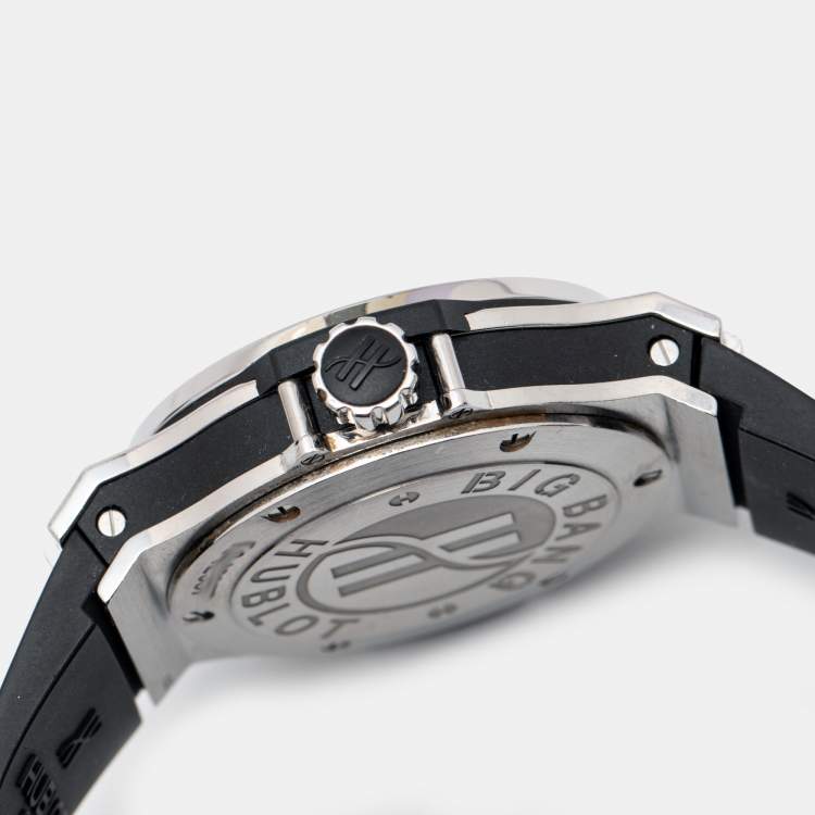 Pre Owned Hublot Black Stainless Steel Diamond Rubber Big Bang 361.SX.1270.RX.1104 Women's Wristwatch 38 mm