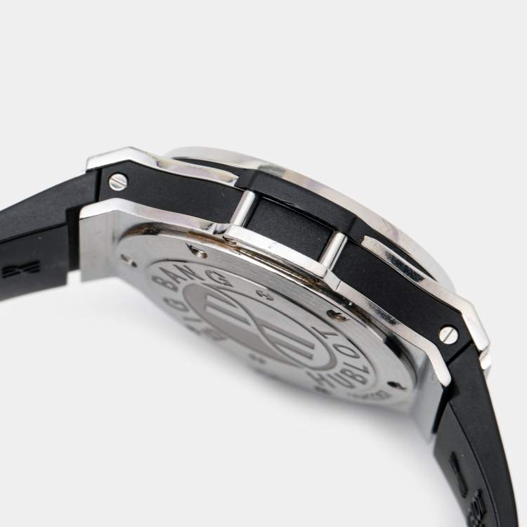Pre Owned Hublot Black Stainless Steel Diamond Rubber Big Bang 361.SX.1270.RX.1104 Women's Wristwatch 38 mm
