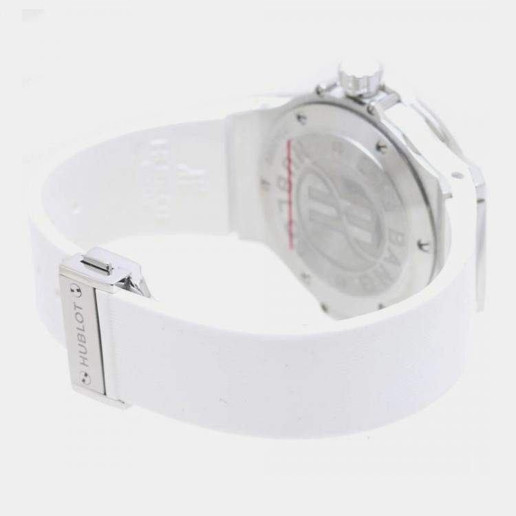 Pre Owned Hublot White Stainless Steel Diamond Big Bang 361.SE.2010.RW.1104 Quartz Women's Wristwatch 38 mm