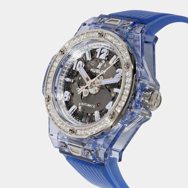 Pre Owned Hublot Grey Sapphire Big Bang 465.JL.4802.RT.1204 Automatic Women's Wristwatch 39 mm