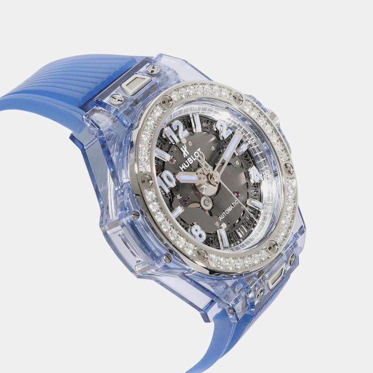 Pre Owned Hublot Grey Sapphire Big Bang 465.JL.4802.RT.1204 Automatic Women's Wristwatch 39 mm