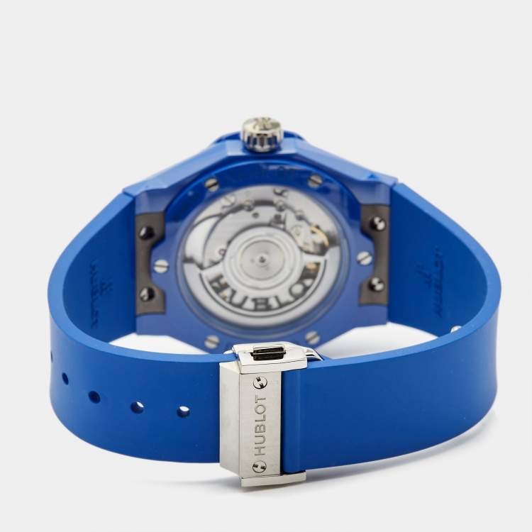 Pre Owned Hublot Blue Ceramic Rubber Classic Fusion Orlinski 550.ES.5100.RX.ORL21 Unisex Wristwatch 40 mm