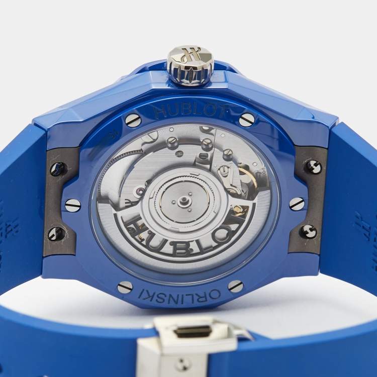Pre Owned Hublot Blue Ceramic Rubber Classic Fusion Orlinski 550.ES.5100.RX.ORL21 Unisex Wristwatch 40 mm