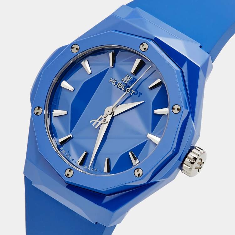 Pre Owned Hublot Blue Ceramic Rubber Classic Fusion Orlinski 550.ES.5100.RX.ORL21 Unisex Wristwatch 40 mm