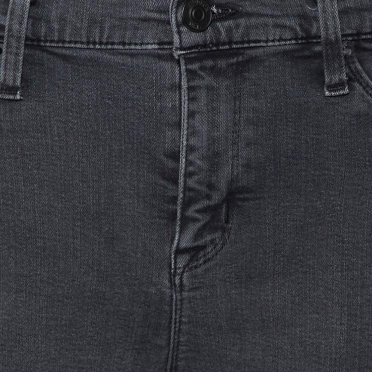 Pre Owned Hudson Dark Grey Denim Distressed Super Skinny Nico Jeans M
