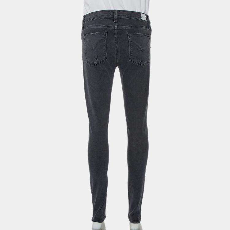 Pre Owned Hudson Dark Grey Denim Distressed Super Skinny Nico Jeans M