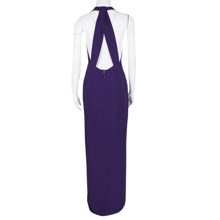 Pre Owned Hugo Boss Purple V-Neck Sleeveless Diwendyn Maxi Dress S
