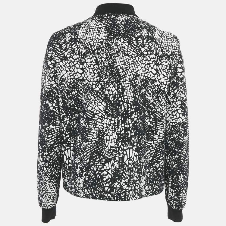 Pre Owned Hugo Boss Black/White Printed Cotton Blend Crinkled Andina Jacket M