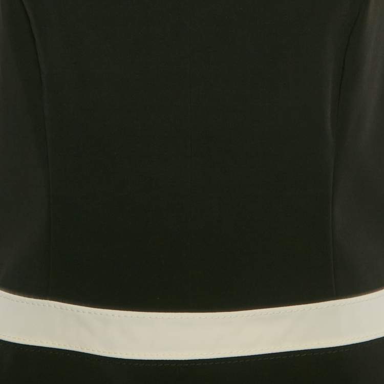 Pre Owned Hugo Boss Black Crepe Contrast Trim Cotine Top L