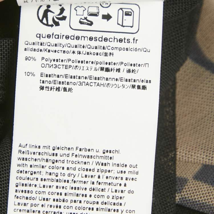 Pre Owned Hugo Boss Brown Printed Stretch Mesh Ruche Short Dress L