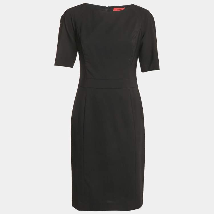 Pre Owned Hugo by Hugo Boss Black Wool Short Sleeve Koletta Dress S