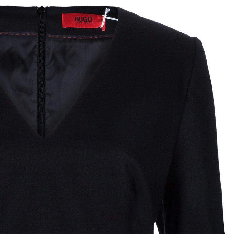 Pre Owned Hugo by Hugo Boss Black Wool Dress L