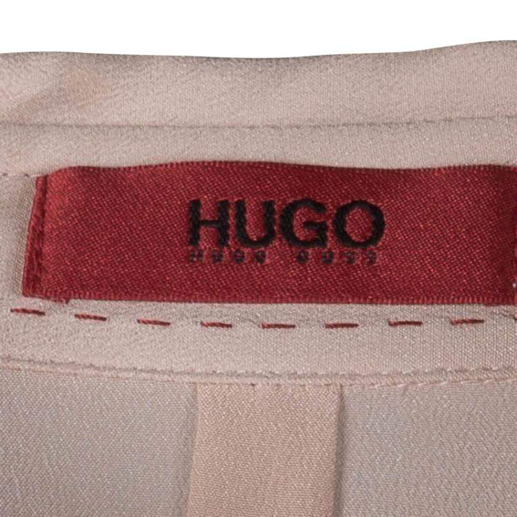 Pre Owned Hugo By Hugo Boss Pastel Pink Silk Button Front Elphie Blouse M