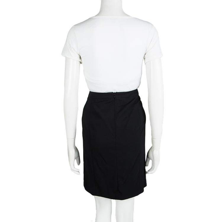 Pre Owned Hugo By Hugo Boss Black Wool Rossla Skirt M