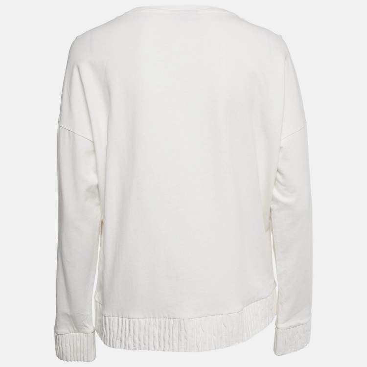 Pre Owned Hugo Boss Off-White Cotton HD Effect Logo Detail Sweatshirt M