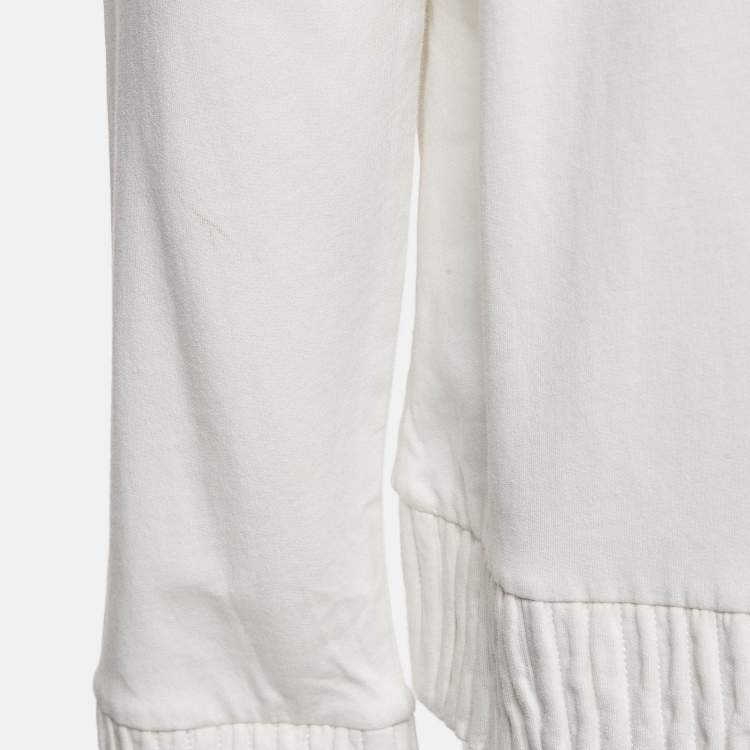 Pre Owned Hugo Boss Off-White Cotton HD Effect Logo Detail Sweatshirt M