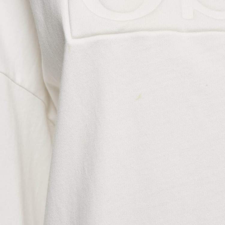 Pre Owned Hugo Boss Off-White Cotton HD Effect Logo Detail Sweatshirt M