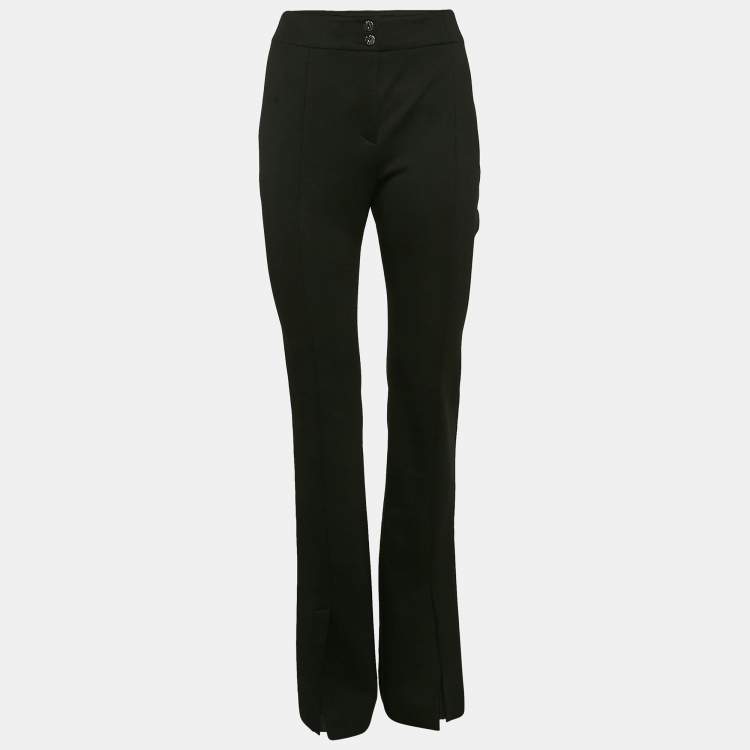 Pre Owned Hugo Boss Black Jersey Wide Leg Slit Detail Trousers S