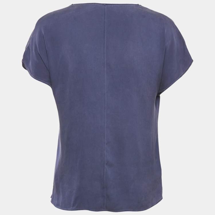 Pre Owned Hugo Boss Blue Silk Loose Fit Top S