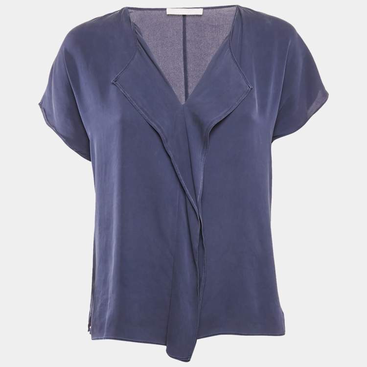 Pre Owned Hugo Boss Blue Silk Loose Fit Top S