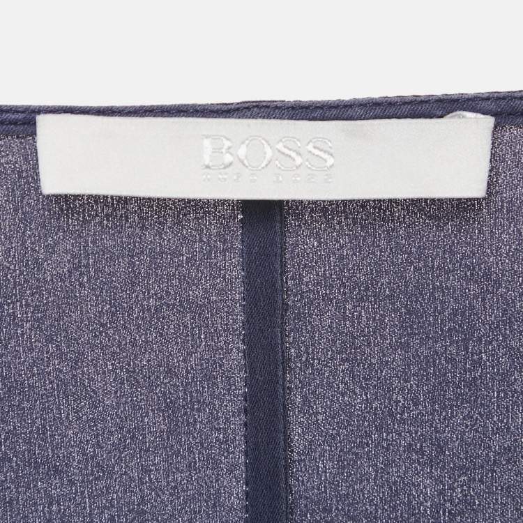 Pre Owned Hugo Boss Blue Silk Loose Fit Top S
