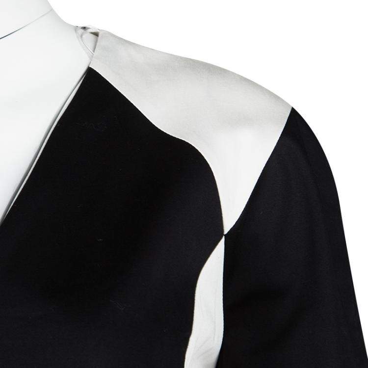 Pre Owned Hugo by Hugo Boss Monochrome Paneled Cotton Kishima Dress L