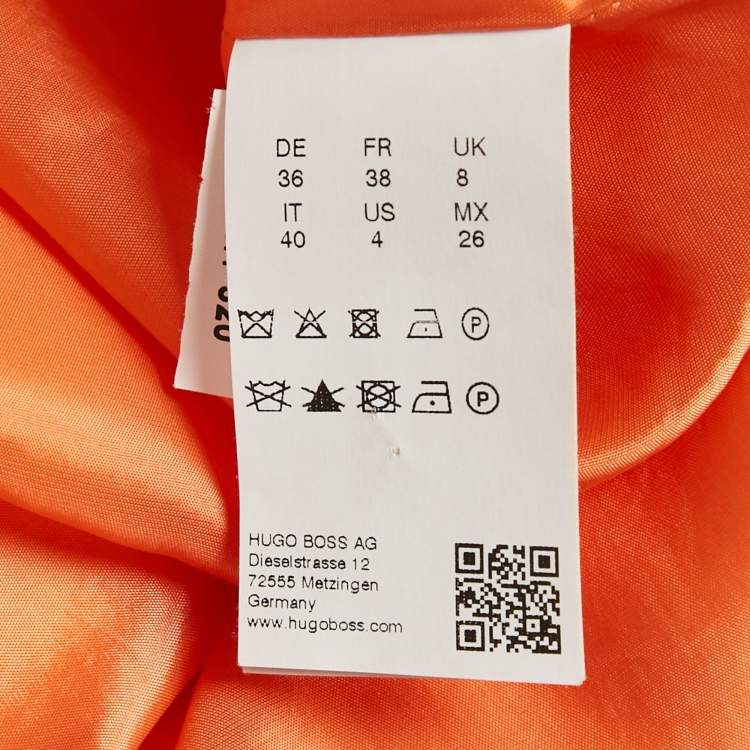 Pre Owned Hugo Boss Orange Crepe Kenlela Mini Dress S